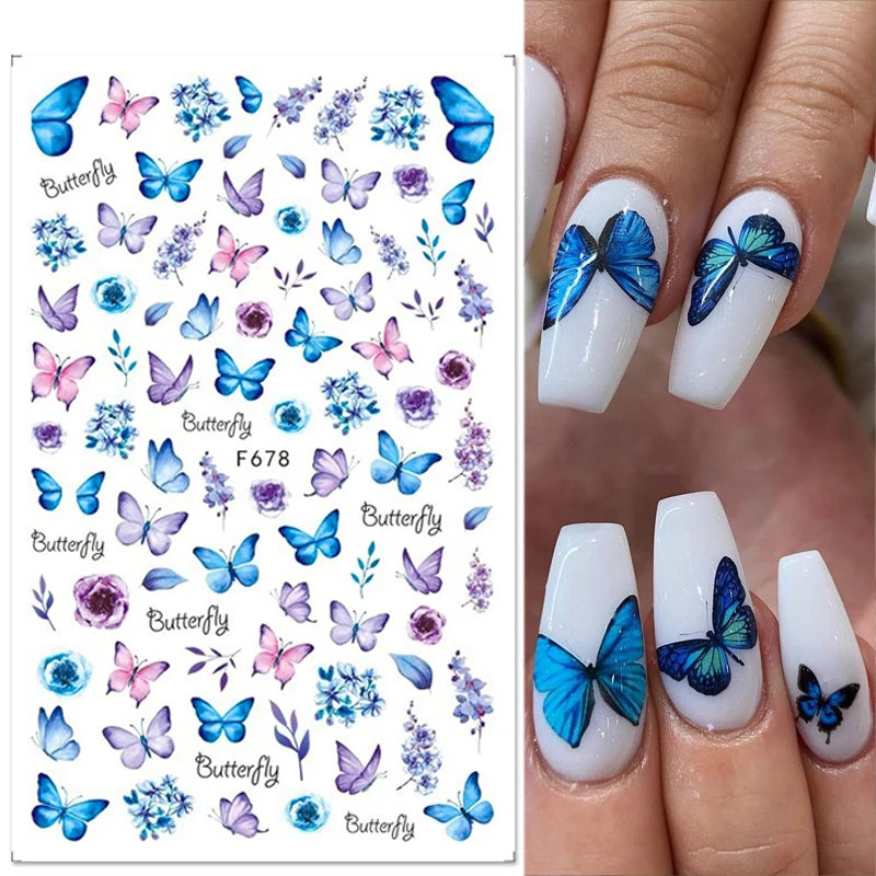 1PCS Black White Love Nail Stickers Letter Nail Design Flower Print Nail Supplies Nail Art Decals Suitable For Women's Manicure