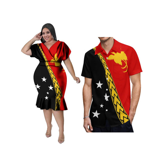 New Summer Sexy Dress Custom Polynesian  Fashion Split Neck Women Elegant Upscale Hawaii Dress